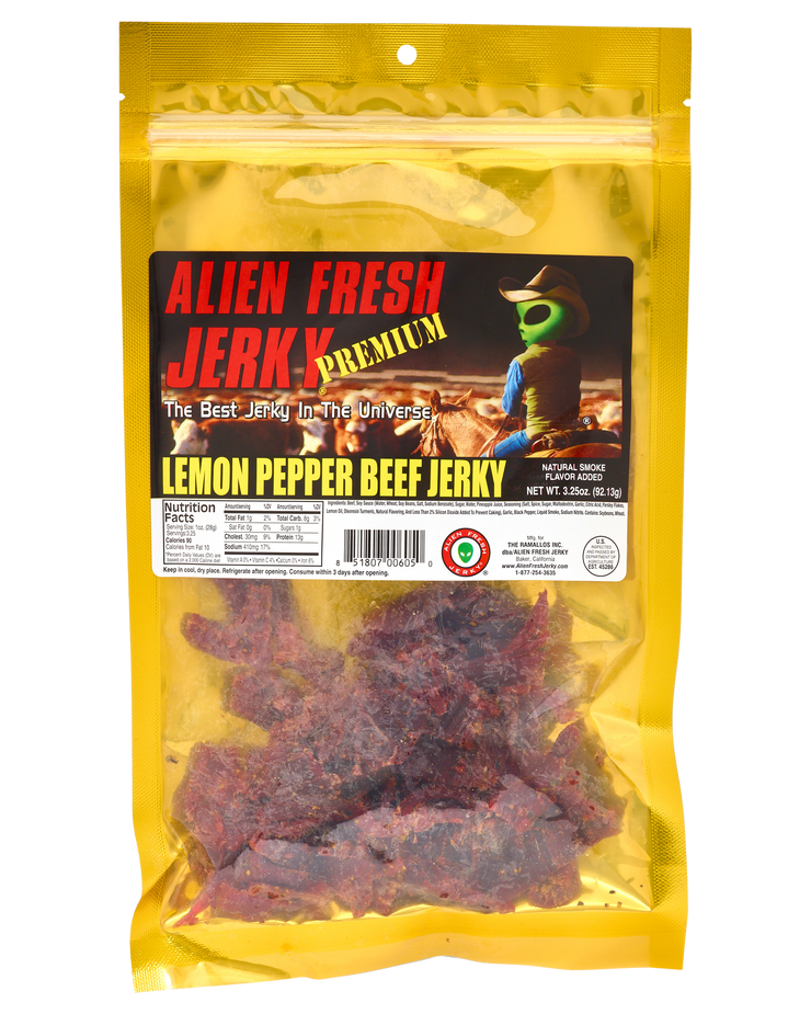 Alien Fresh Jerky Lemon Pepper Beef Jerky, Baker, CA