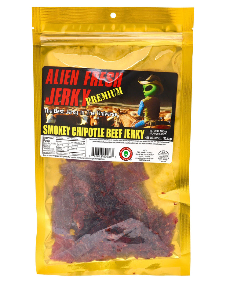 Box of 25 | Smokey Chipotle Beef Jerky (3.25 oz) - Alien Fresh Jerky