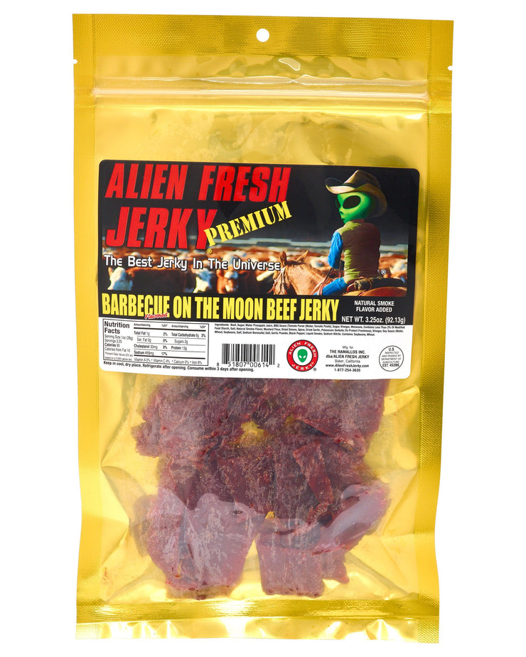 Box of 25 | BBQ on the Moon Beef Jerky (3.25 oz) - Alien Fresh Jerky