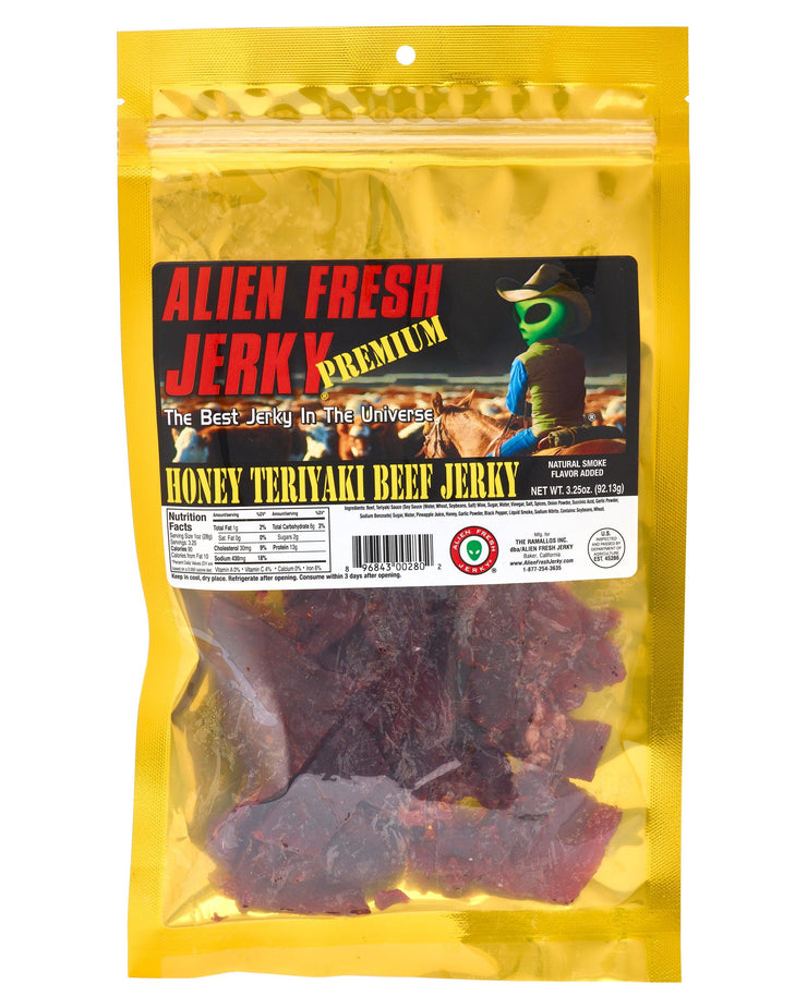 Box of 25 | Honey Teriyaki Beef Jerky (3.25 oz) - Alien Fresh Jerky